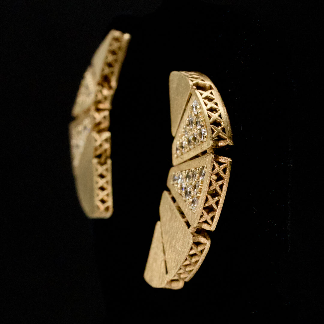 Articulated Gold and Diamond Wedge Drop Earrings