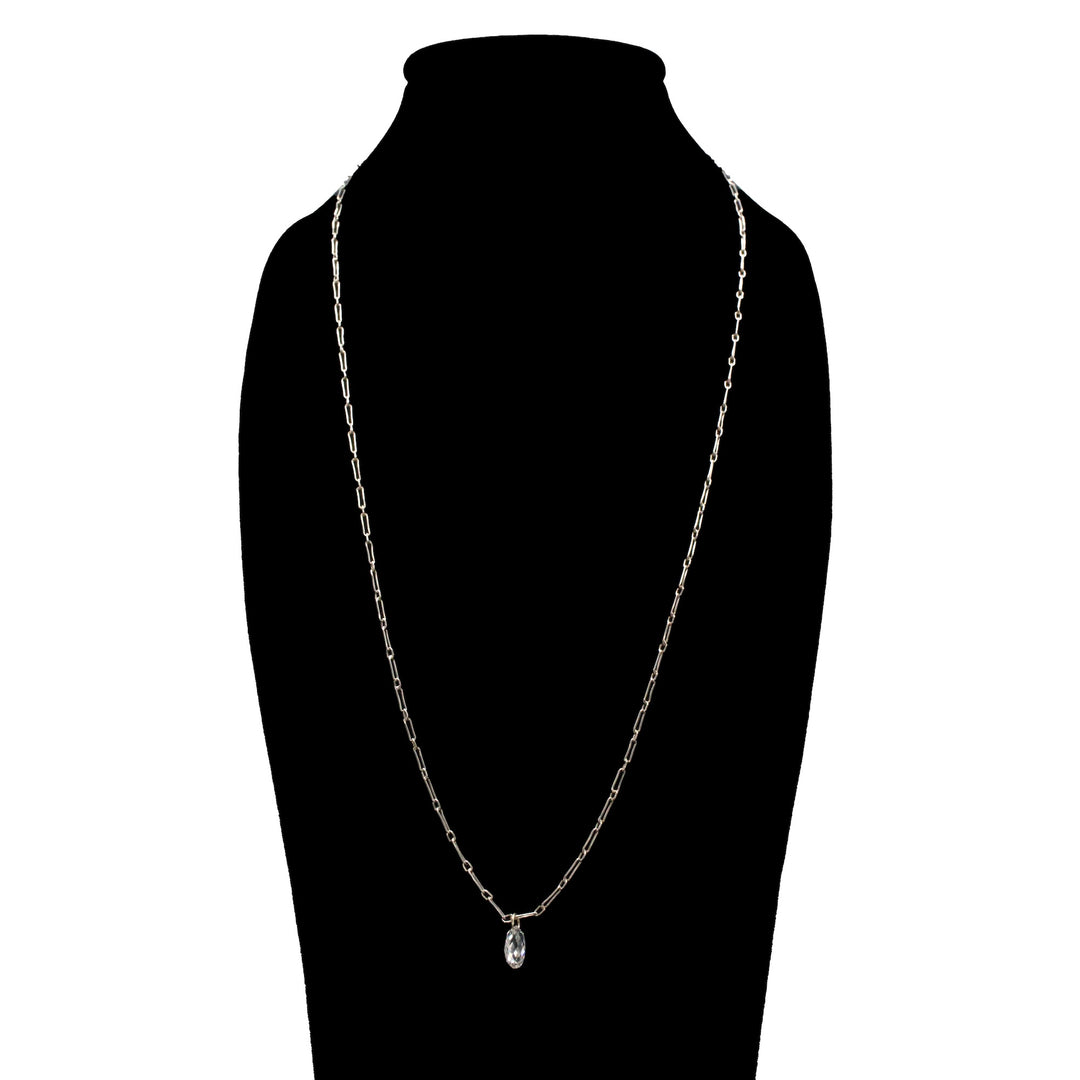 Antique Platinum Necklace with Briolette Diamond Pendant