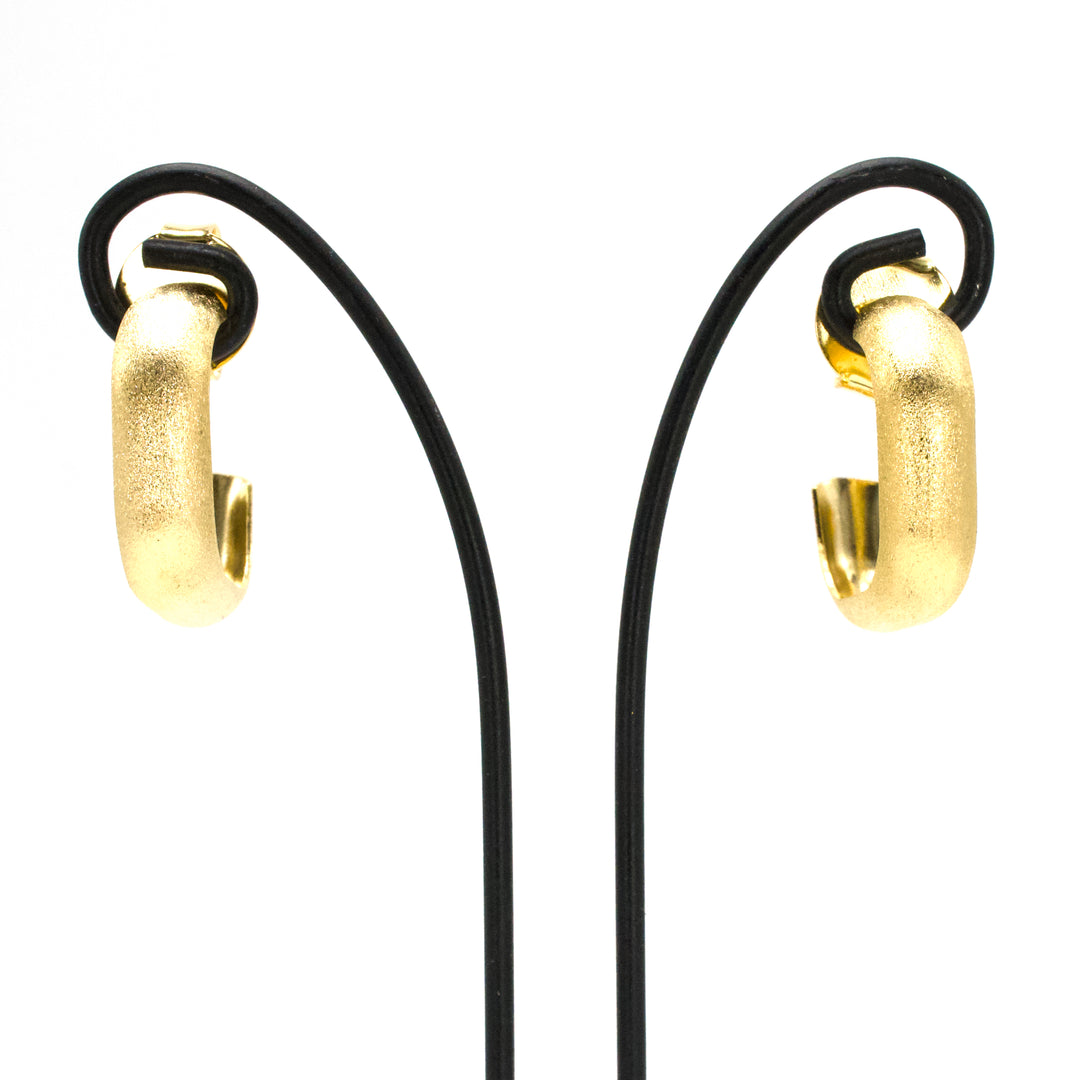 Sandblast Finished 18K Gold over Brass Square Hoop Earrings