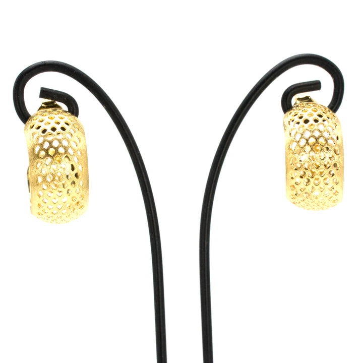 Gold Plated Mesh Huggy Hoop Earrings