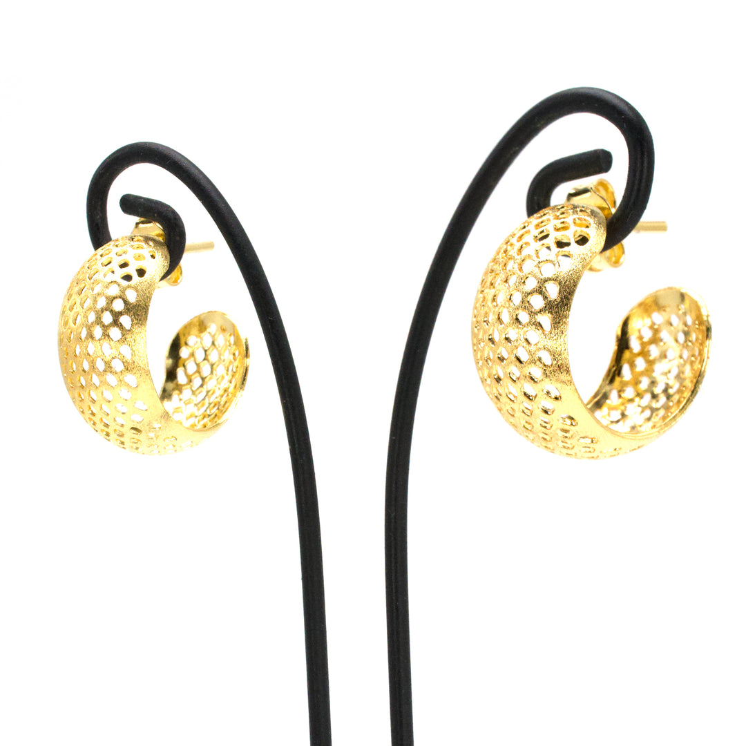 Gold Plated Mesh Huggy Hoop Earrings