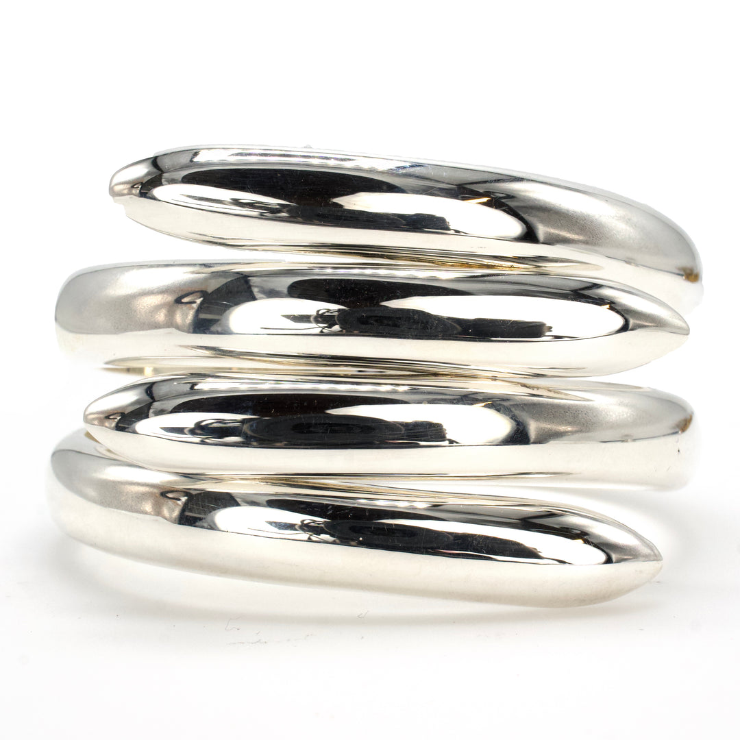 Taxco Sterling Silver Oversized Hinged Claw Cuff Bracelet