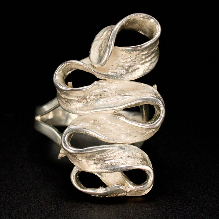 Handmade Oversized Sterling Silver Ribbon Ring
