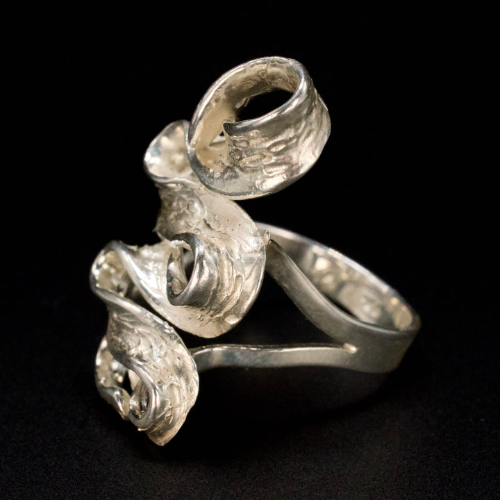 Handmade Oversized Sterling Silver Ribbon Ring