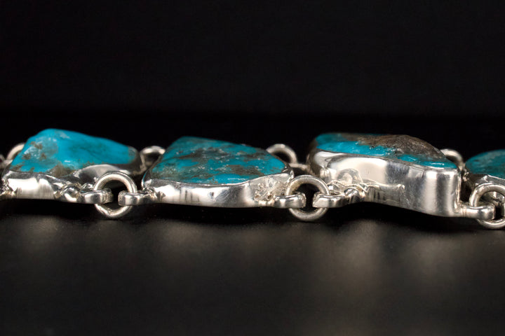 Handmade Sterling Silver and Turquoise Bracelet from Taxco