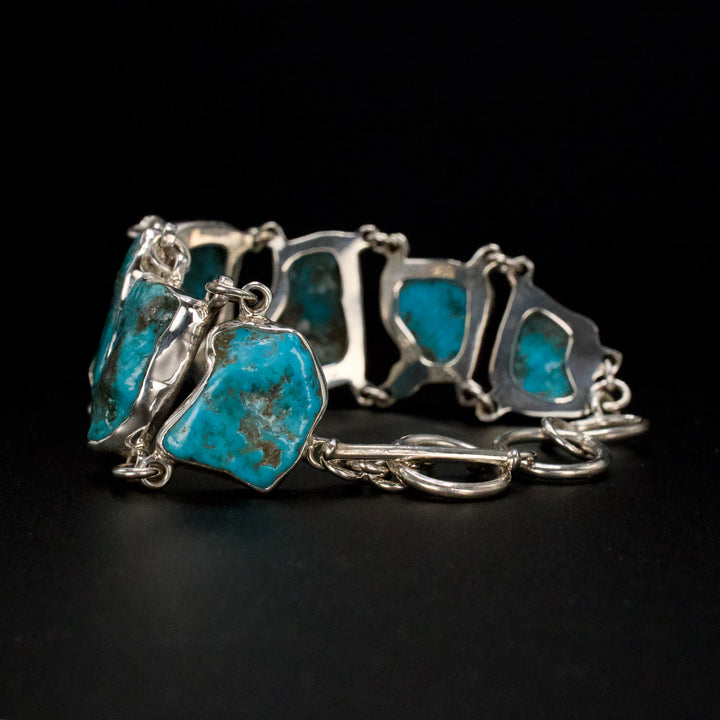 Handmade Sterling Silver and Turquoise Bracelet from Taxco