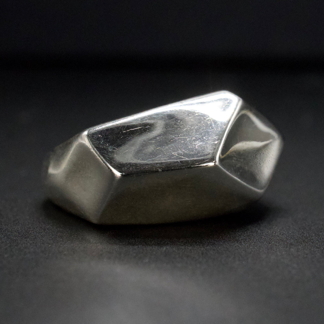 Handmade Geometric Faceted Sterling Silver Dome Ring