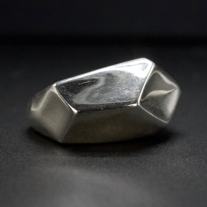 Handmade Geometric Faceted Sterling Silver Dome Ring