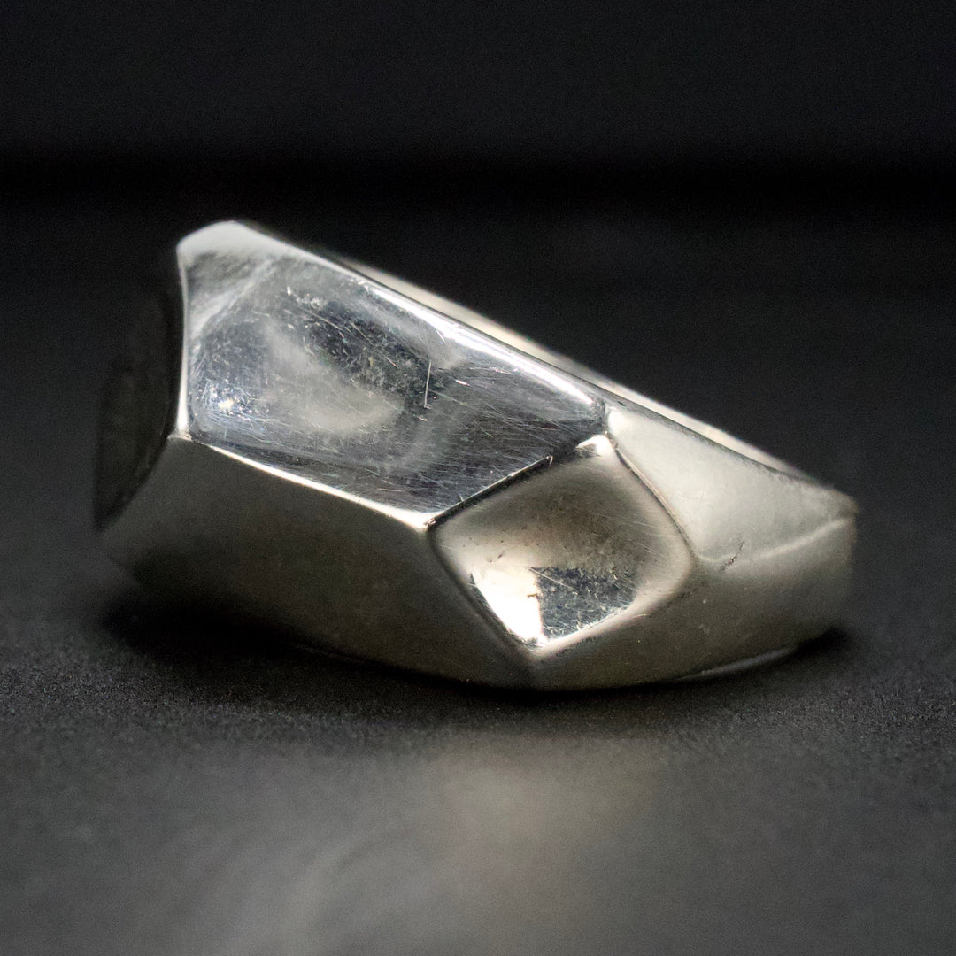 Handmade Geometric Faceted Sterling Silver Dome Ring