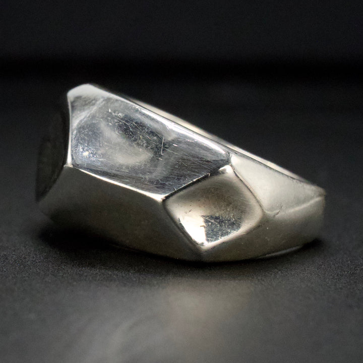 Handmade Geometric Faceted Sterling Silver Dome Ring