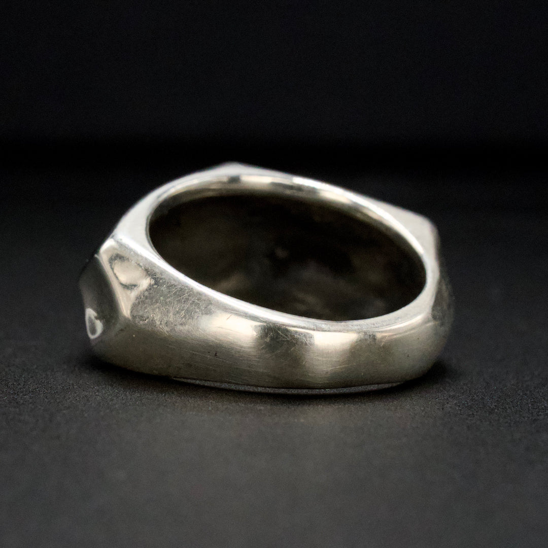 Handmade Geometric Faceted Sterling Silver Dome Ring