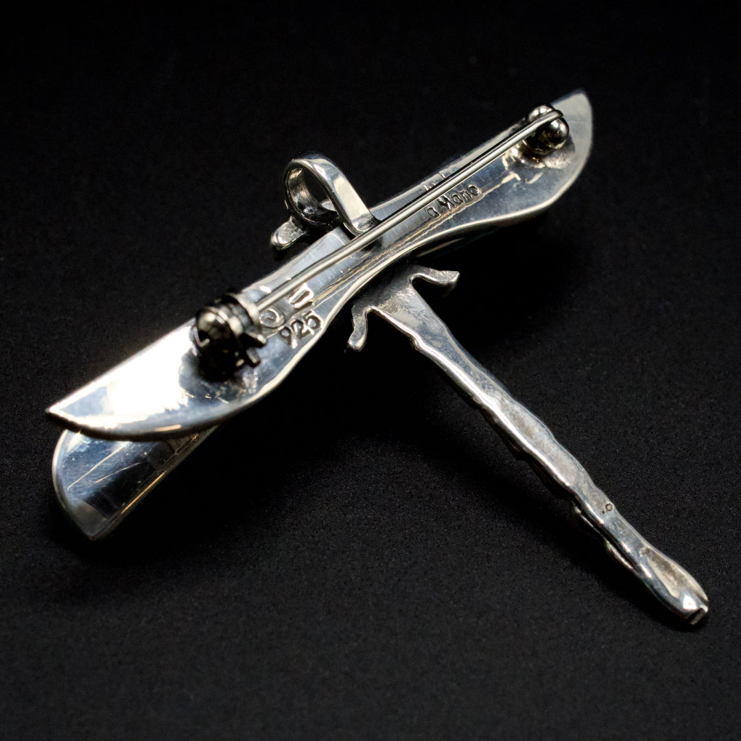 Hecho a Mano Turquoise and Silver Dragonfly Brooch/Pendant by Manuel Figueroa