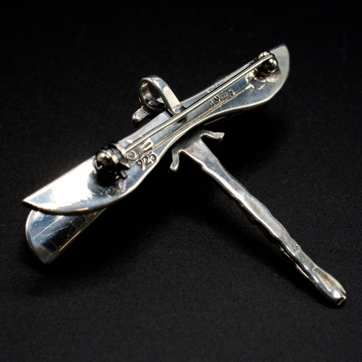Hecho a Mano Turquoise and Silver Dragonfly Brooch/Pendant by Manuel Figueroa