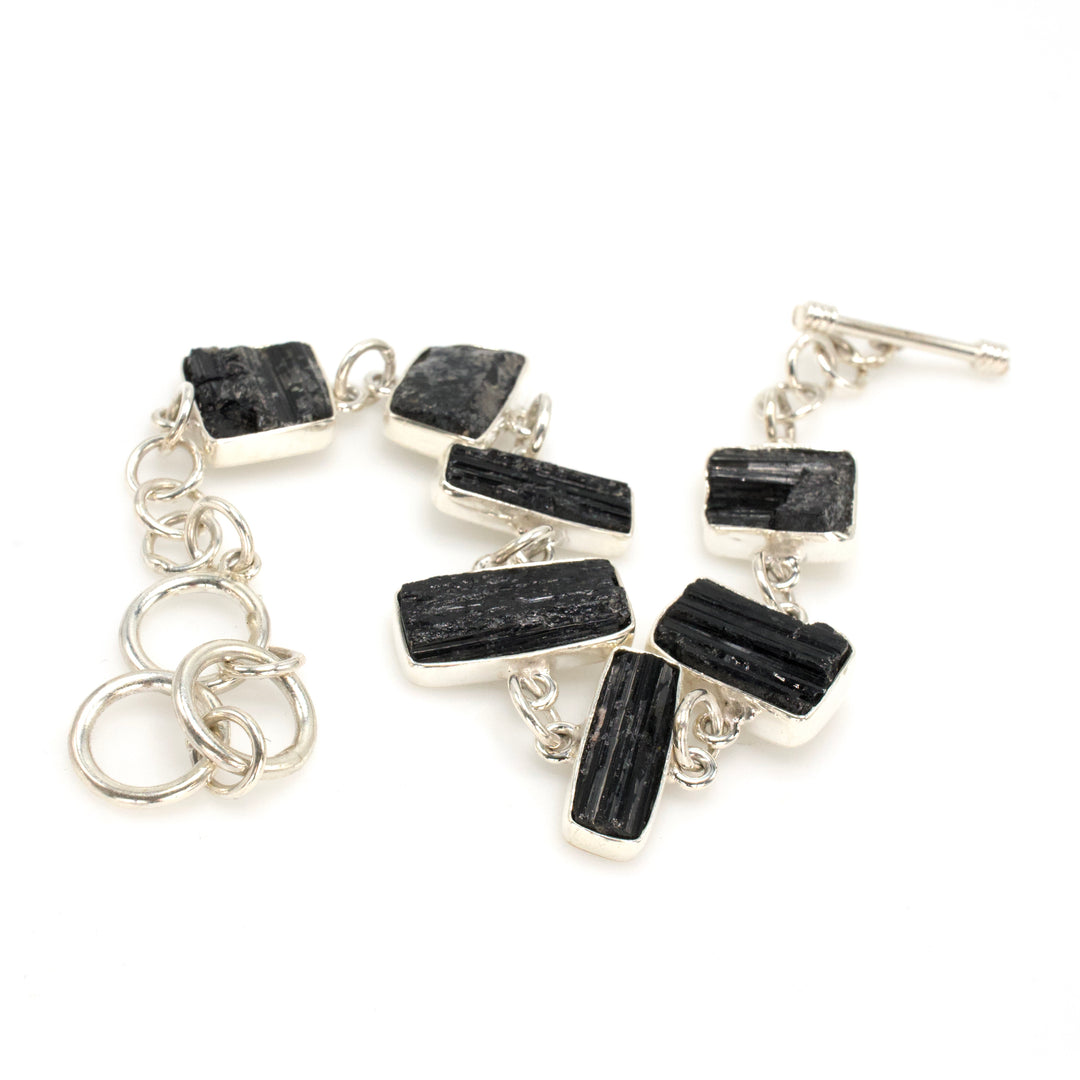 Sterling Silver Black Tourmaline Bracelet Handmade in Mexico