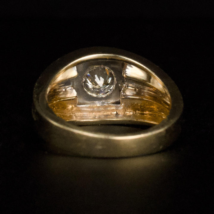 Midcentury Diamond Gents Ring in Yellow Gold