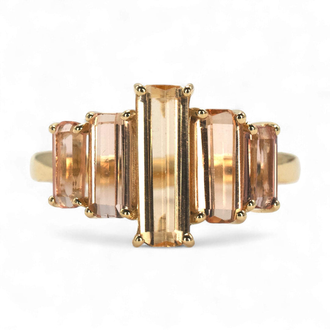 Precious Topaz Baguette Ombré Five Stone Ring in Gold