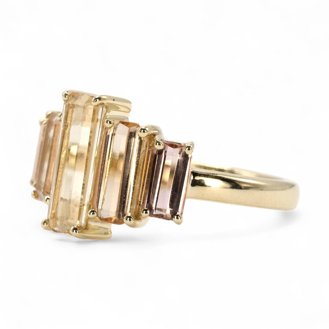 Precious Topaz Baguette Ombré Five Stone Ring in Gold