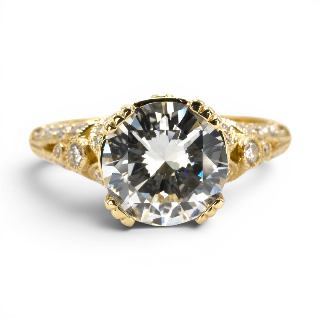 GIA 2.01 carat Diamond Art Deco Style Solitaire in 18K Yellow Gold