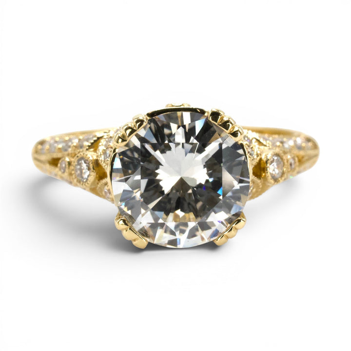 GIA 2.01 carat Diamond Art Deco Style Solitaire in 18K Yellow Gold