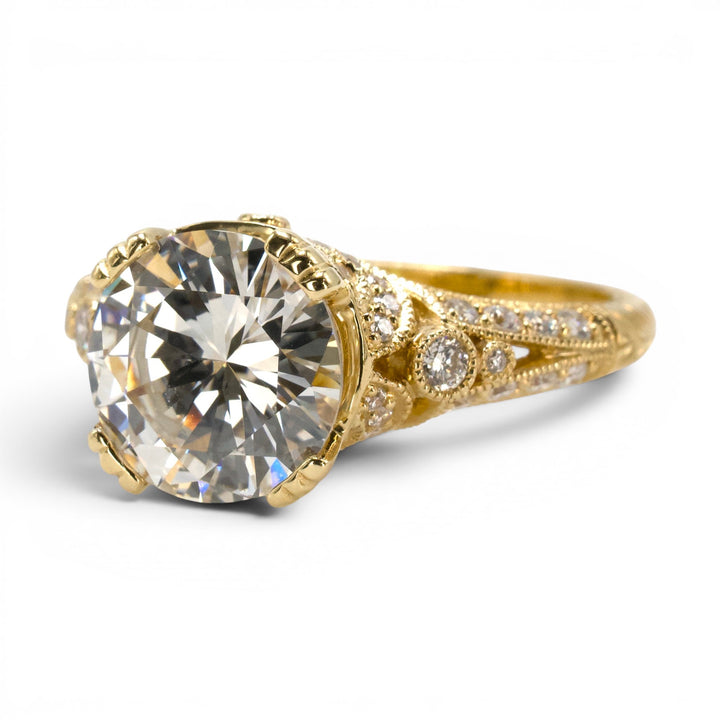 GIA 2.01 carat Diamond Art Deco Style Solitaire in 18K Yellow Gold
