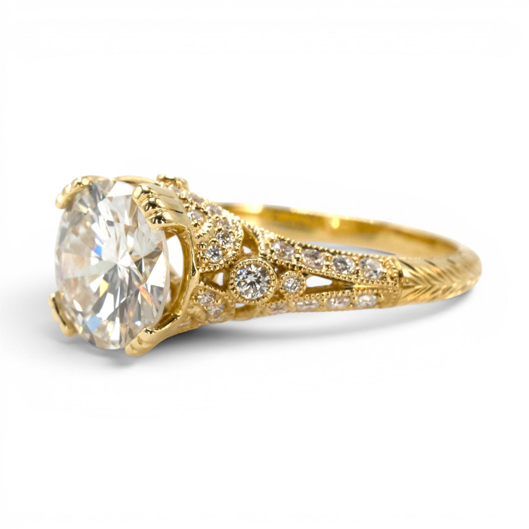 GIA 2.01 carat Diamond Art Deco Style Solitaire in 18K Yellow Gold