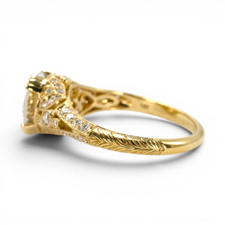 GIA 2.01 carat Diamond Art Deco Style Solitaire in 18K Yellow Gold