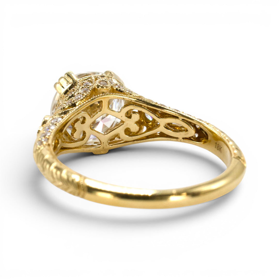 GIA 2.01 carat Diamond Art Deco Style Solitaire in 18K Yellow Gold