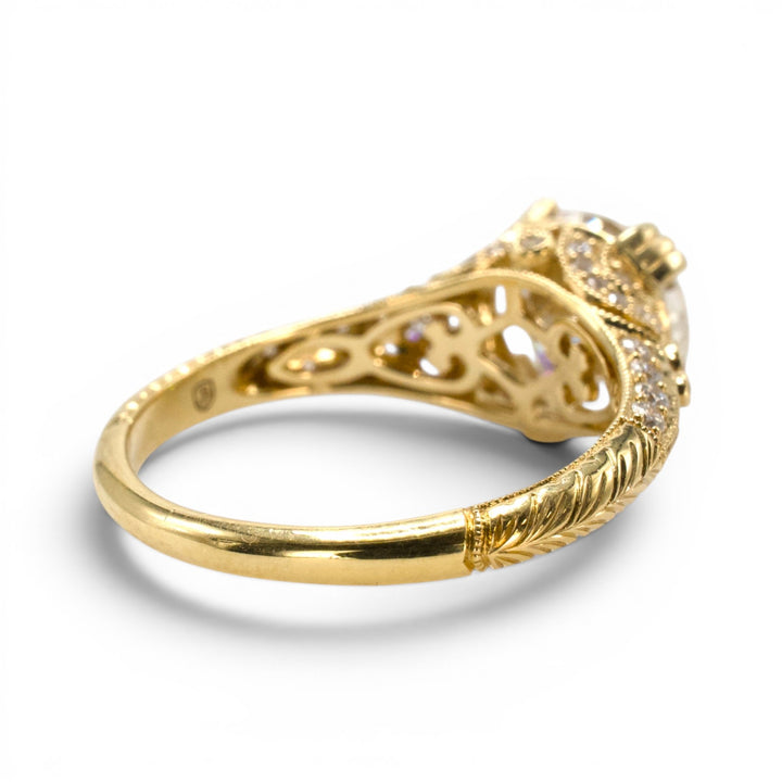 GIA 2.01 carat Diamond Art Deco Style Solitaire in 18K Yellow Gold