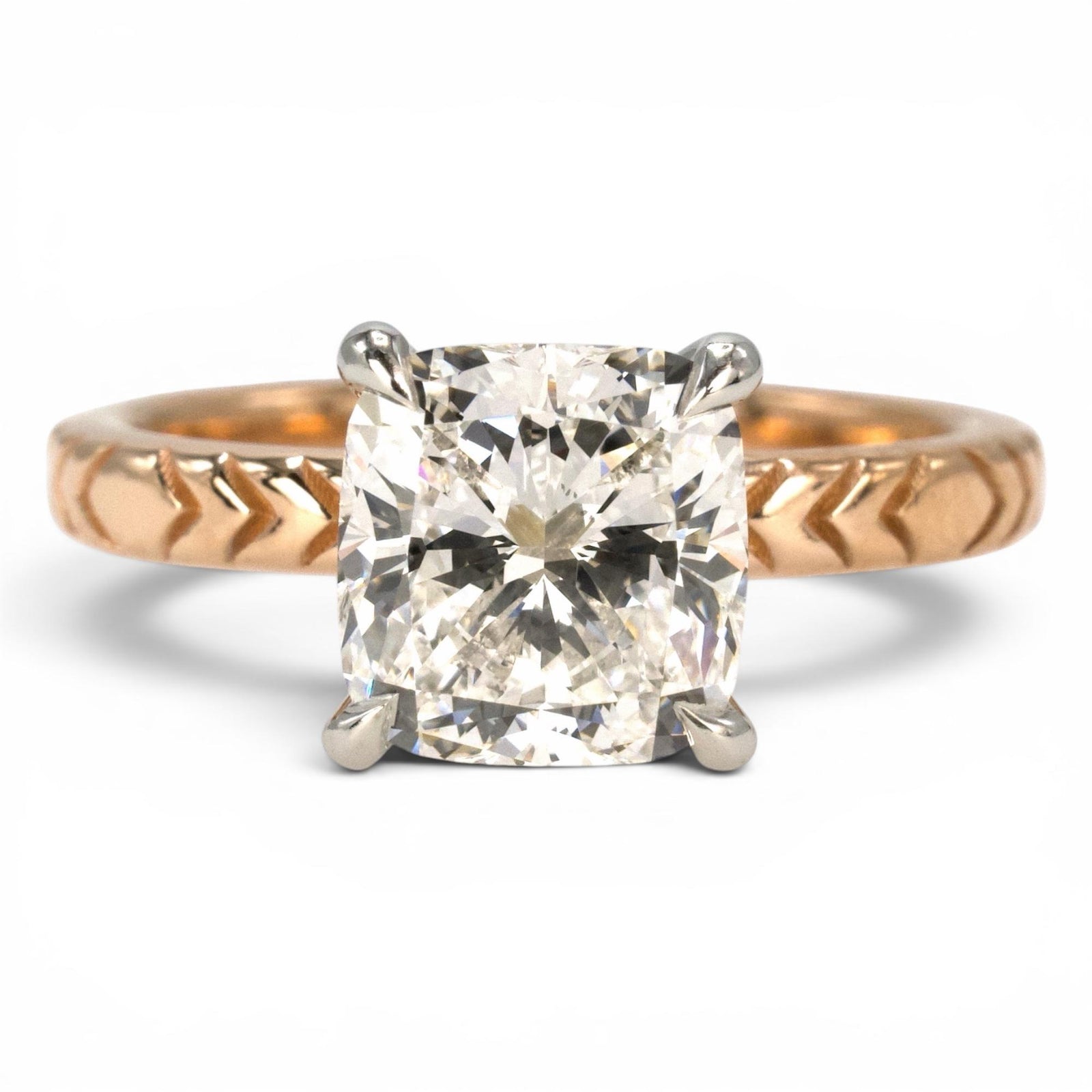 Rose Gold and Platinum 1.62 Carat GIA Natural Cushion Cut Diamond Solitaire