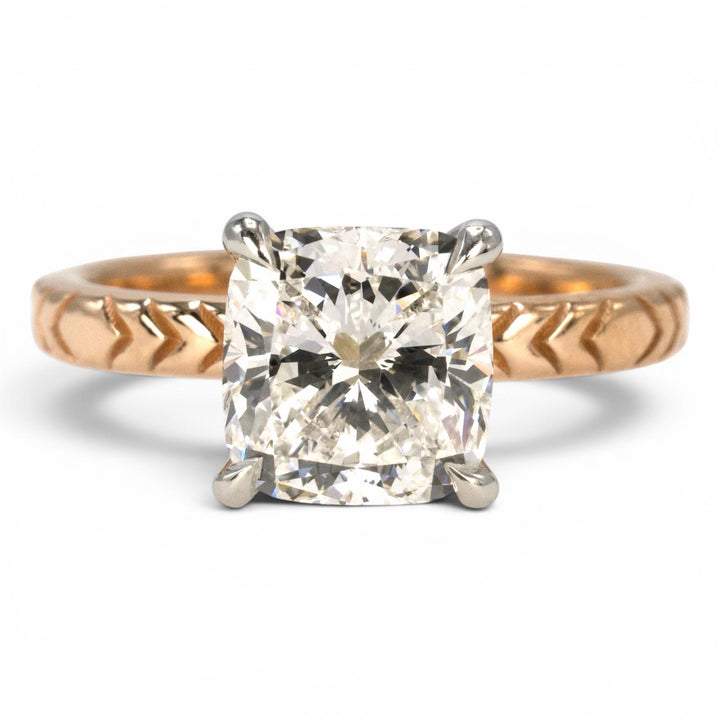 Rose Gold and Platinum 1.62 Carat GIA Natural Cushion Cut Diamond Solitaire