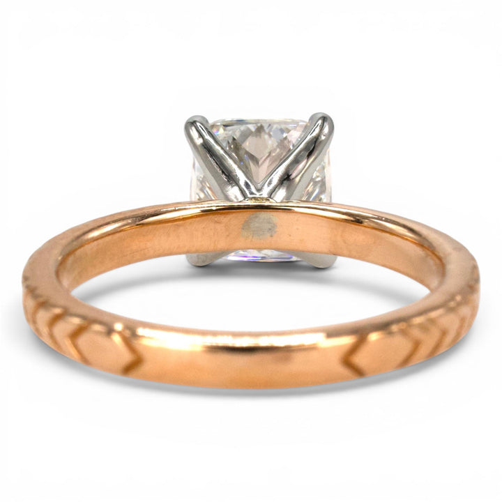 Rose Gold and Platinum 1.62 Carat GIA Natural Cushion Cut Diamond Solitaire