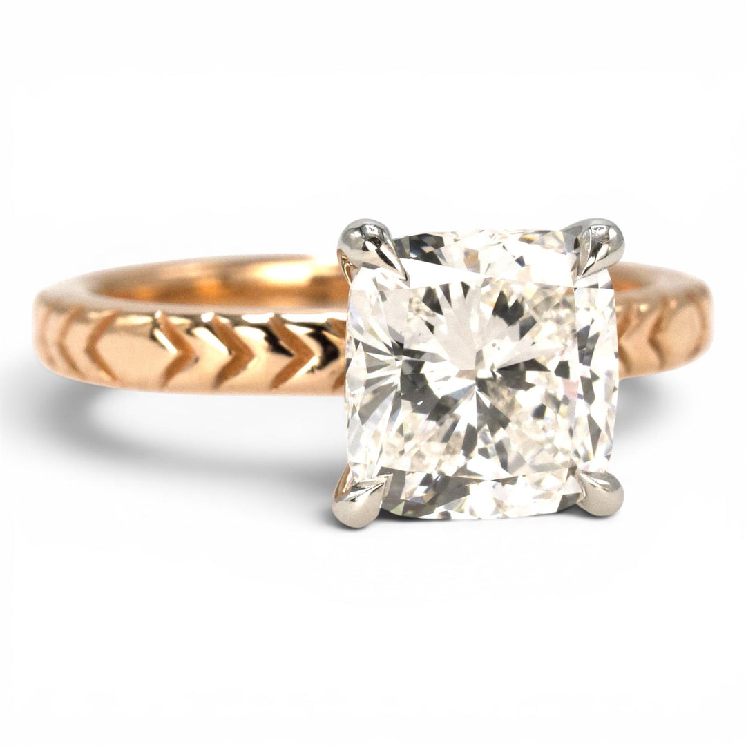 Rose Gold and Platinum 1.62 Carat GIA Natural Cushion Cut Diamond Solitaire