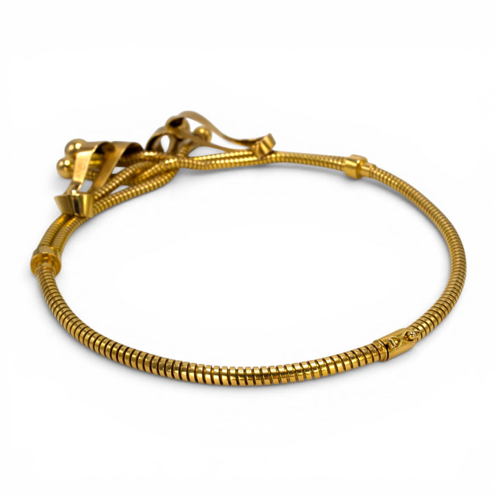 Vintage Retro 18K Yellow Gold Snake Chain Crossover Necklace