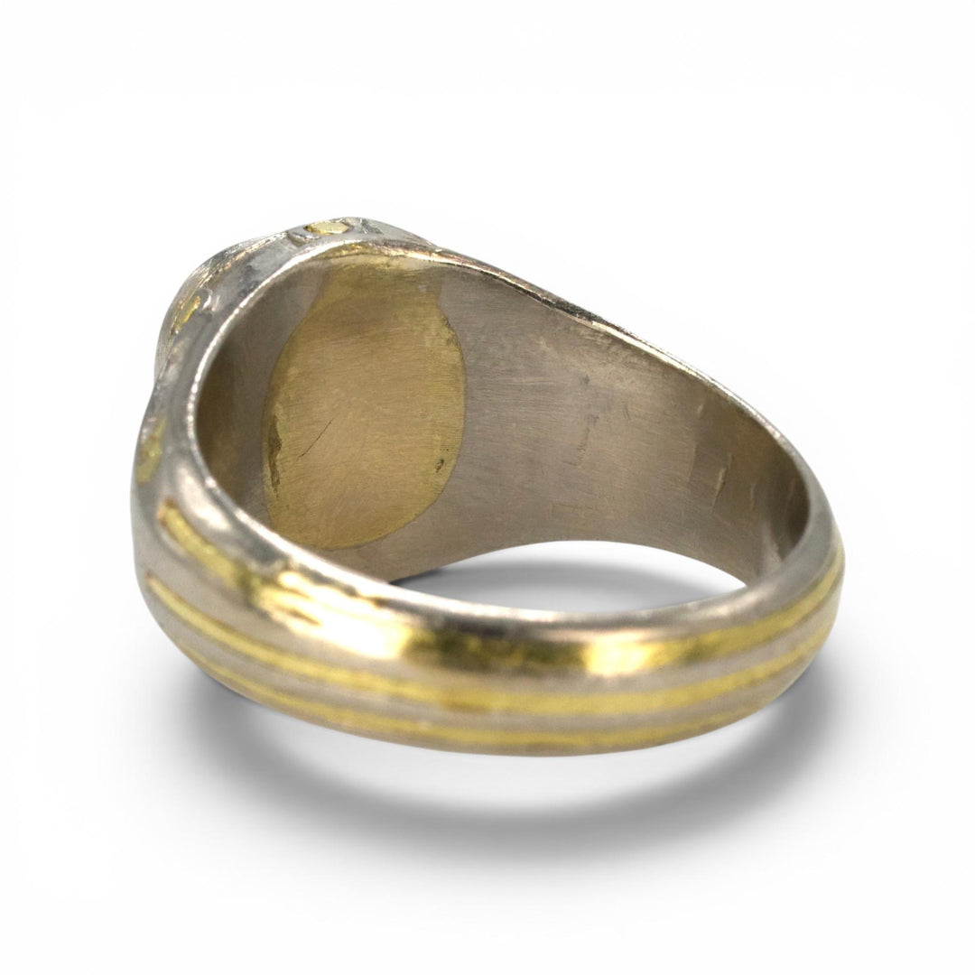 2.32 Carat Cushion Shaped Antique Rose Cut Diamond in Platinum and Yellow Gold
