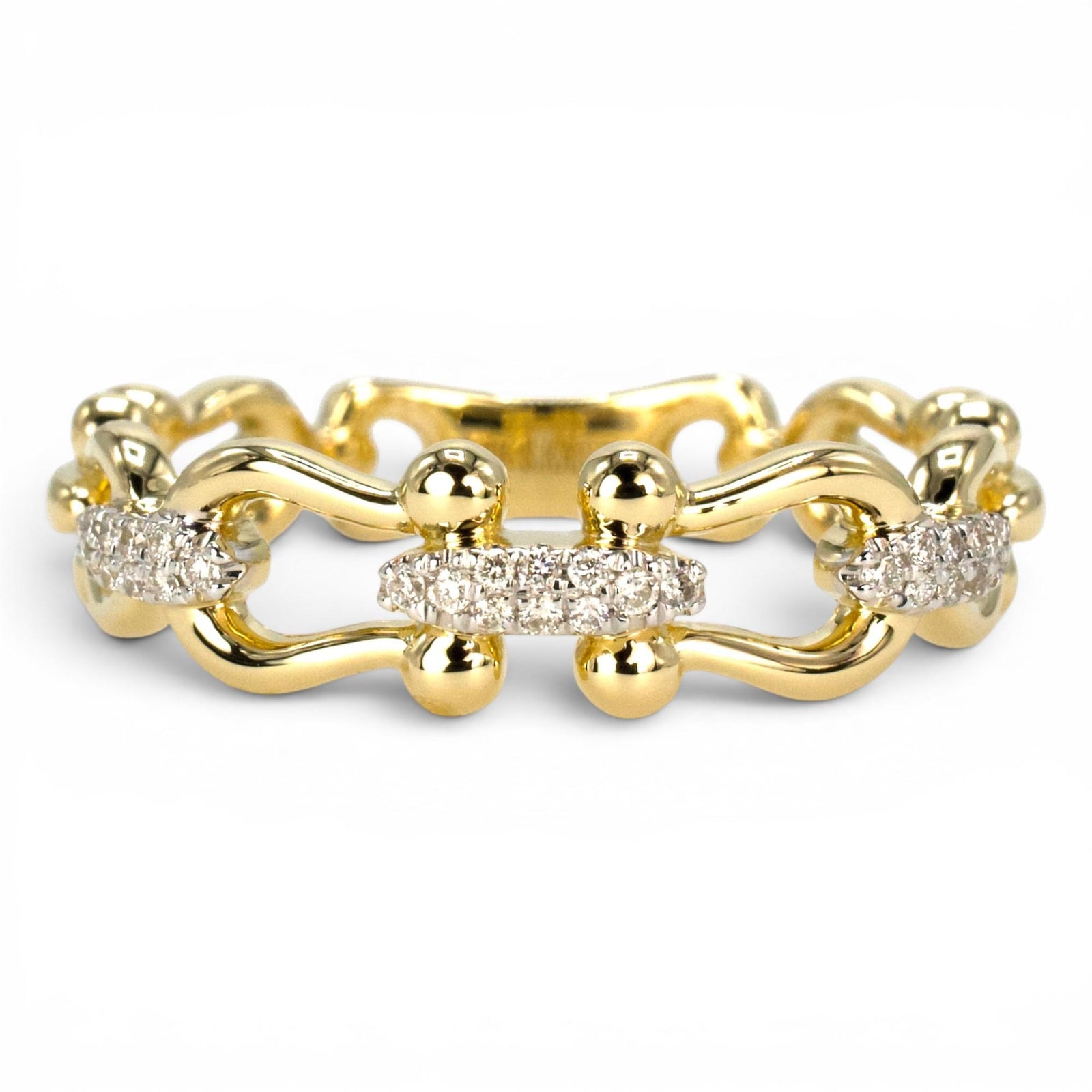 Gold and Diamond Equestrian Motif Wedding Band