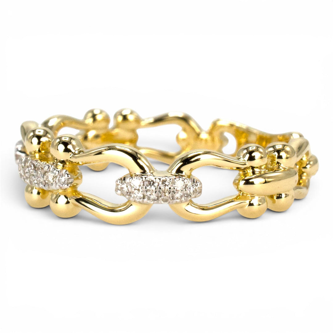 Gold and Diamond Equestrian Motif Wedding Band