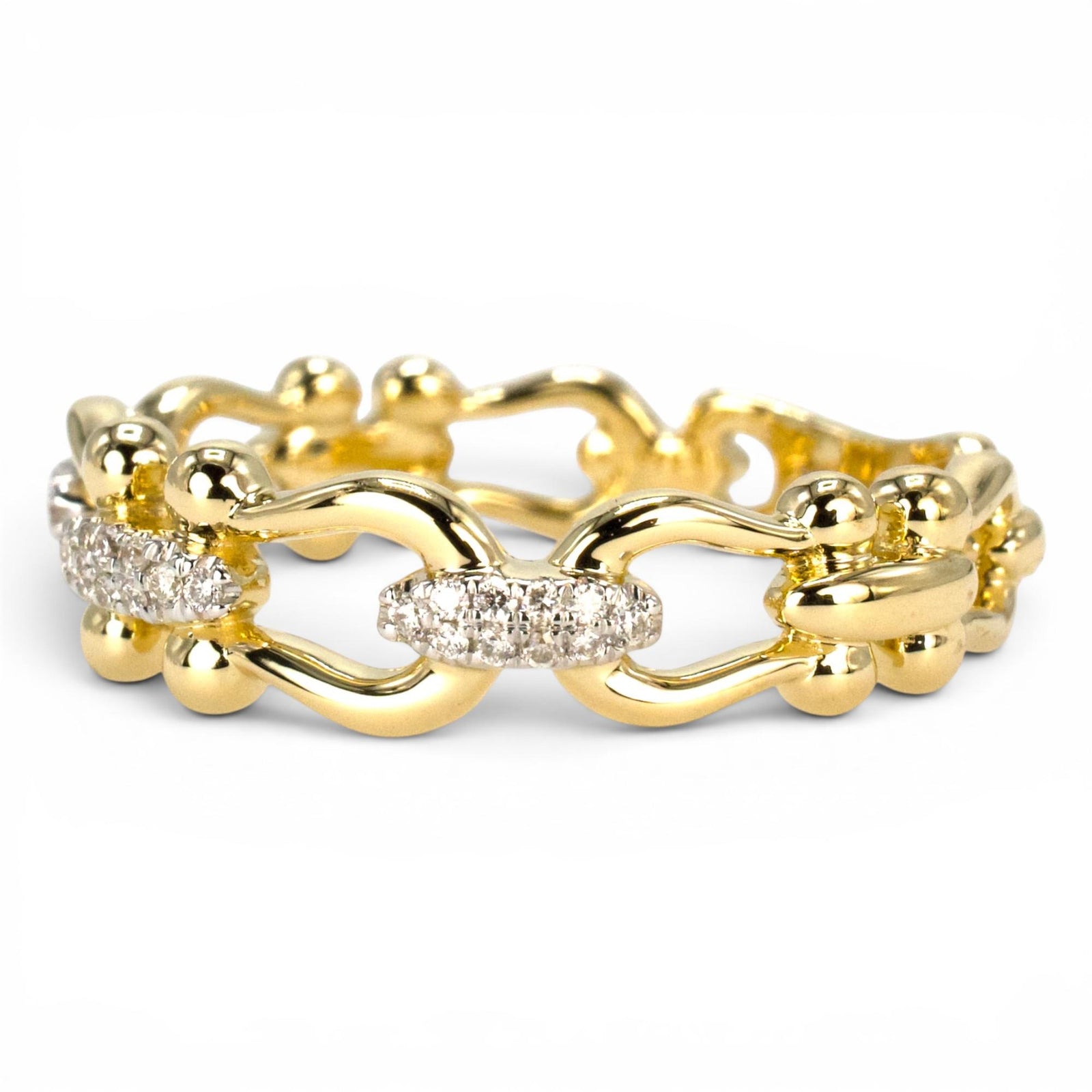 Gold and Diamond Equestrian Motif Wedding Band