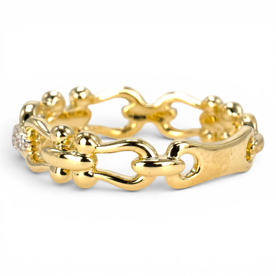 Gold and Diamond Equestrian Motif Wedding Band