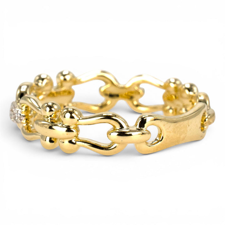 Gold and Diamond Equestrian Motif Wedding Band