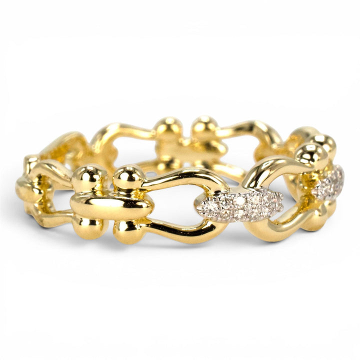Gold and Diamond Equestrian Motif Wedding Band