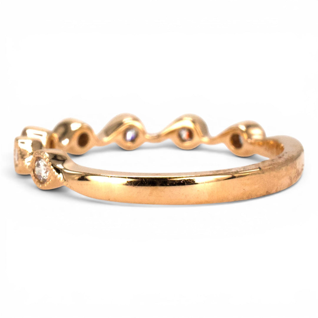 Rose Gold Band with 5 Round Diamonds in Wave Pattern