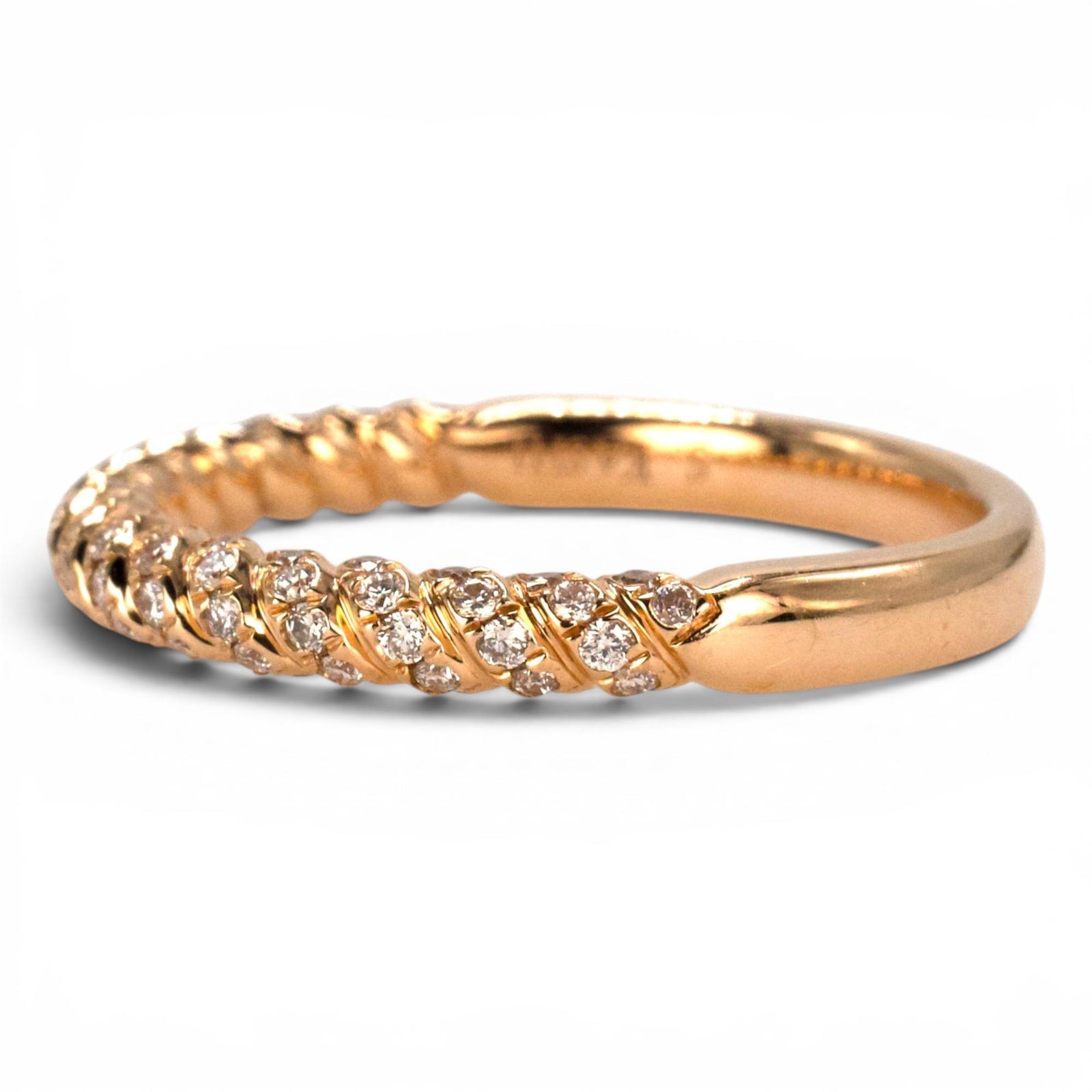 14 Karat Rose Gold Twisted Diamond Wedding Band