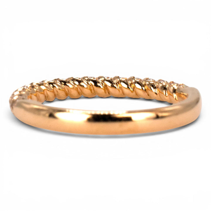 14 Karat Rose Gold Twisted Diamond Wedding Band