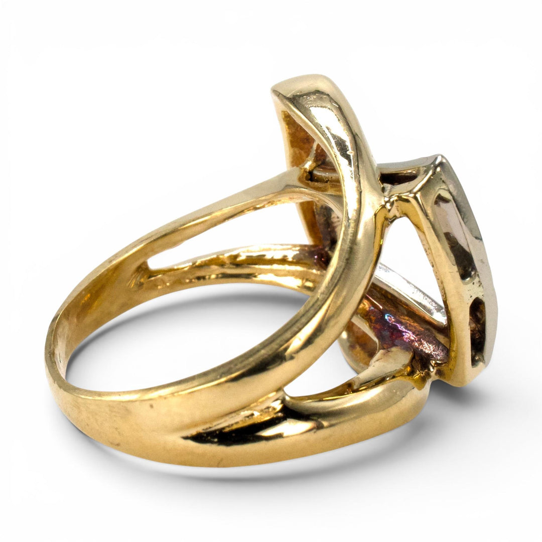 13K Gold Vintage Buckle Ring with Diamonds