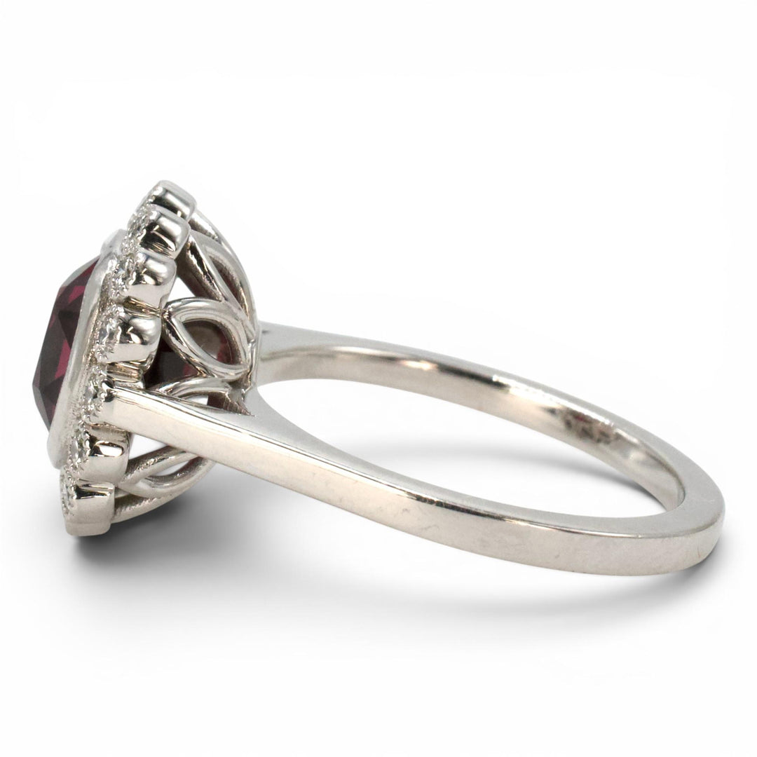 Edwardian Style 2.78 Carat GIA Burmese Spinel and Diamond Halo White Gold Ring