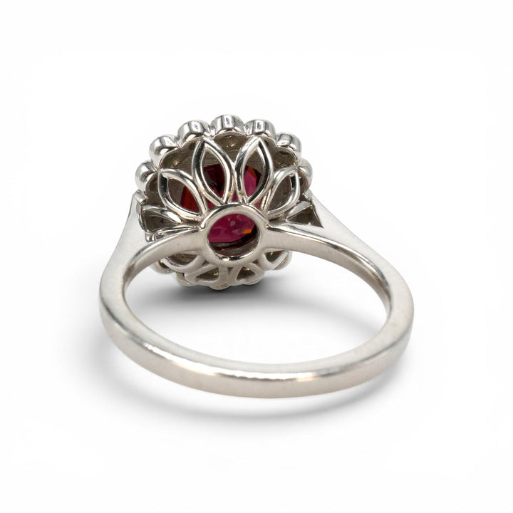 Edwardian Style 2.78 Carat GIA Burmese Spinel and Diamond Halo White Gold Ring