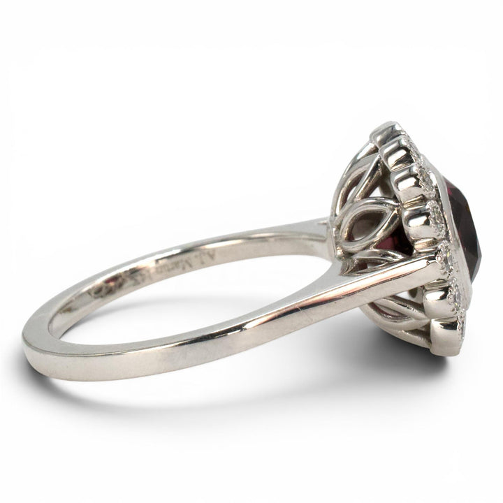 Edwardian Style 2.78 Carat GIA Burmese Spinel and Diamond Halo White Gold Ring