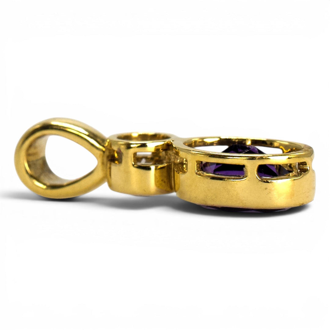 Yellow Gold Amethyst and White Sapphire Bezel-Set Pendant