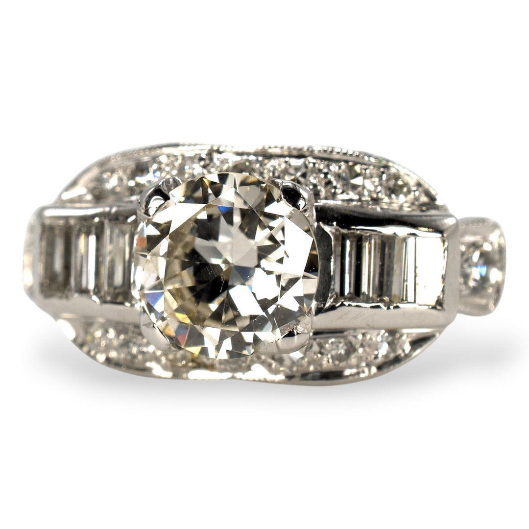 Art Deco Platinum 0.95 Carat Old European Cut Diamond Ring