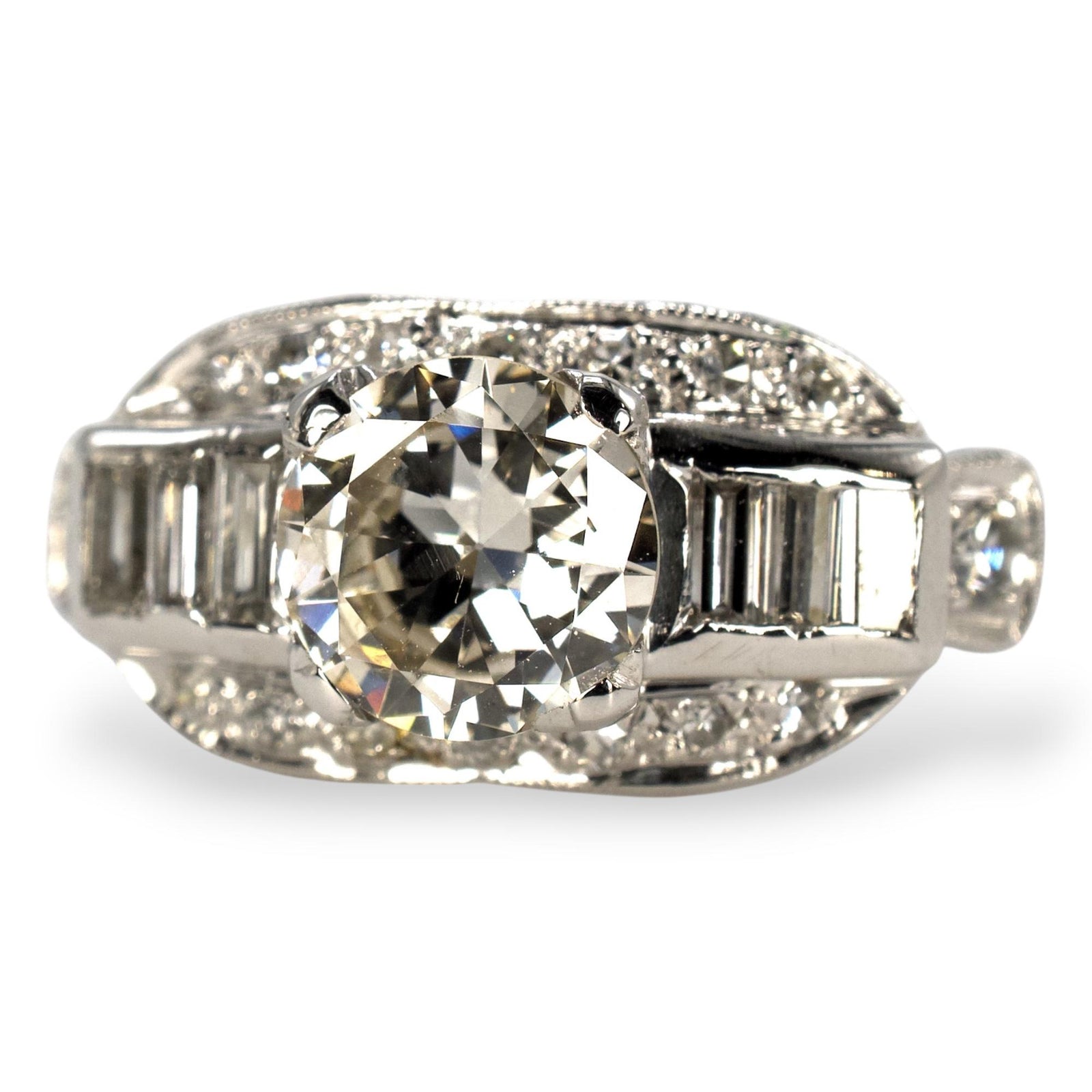 Art Deco Platinum 0.95 Carat Old European Cut Diamond Ring